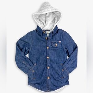 Appaman Boys Denim Blue Glen Flannel Hoodie